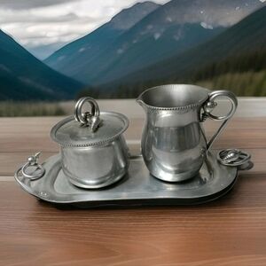 Vintage B W BUENILUM Creamer and Lidded Sugar Bowl with Tray